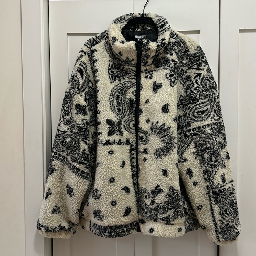 Missguided black and off-white bandana print jacket